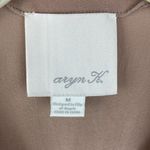 Aryn K  100% Silk Taupe Brown Short Sleeve Layered Blouse Top M Photo 5