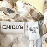 Chico's Animal Print Jean Jacket Size 1 (S) Cotton Denim Gray Brown Pink Spring Photo 2