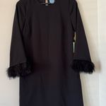 NWT CeCe Long Sleeve Moss Crepe Dress With Feather Cuff Black Size 2 Photo 9