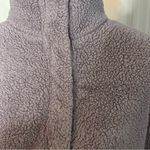H&M  Oversized Sherpa Fleece Pullover Small Purple Lilac Snap Funnel Neck Cozy Photo 2