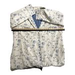 Susan Graver VTG  Ivory Blue embroidery Floral Linen Blend coat size 1X Photo 8