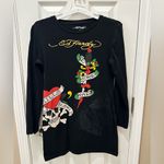 Ed Hardy  LKS Skull Long Sleeve T-shirt mini Dress size large black Y2K retro Photo 8