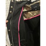 Jessica Simpson  Black Hooded Anorak Jacket Leopard Lined Drawstring Size 2X Photo 3