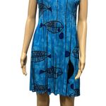Klozlyne Blue Rayon Tropical Mirror Image Fish Hawaiian Print Dress Womens XL Photo 0