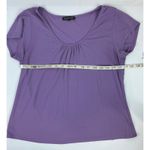 Eileen Fisher Purple Viscose Blend Short Sleeve Top with Gathering Detail Photo 4
