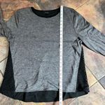 Ann Taylor  Women's Gray Long Sleeve Knit Crochet Back with Black Lining Top Size Photo 8
