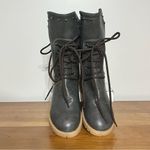 Source Unknown Women’s Studded Side Lace Up Chunky Ankle‎ Boots Size 7 Black Cross Tie Mid-Calf Photo 3