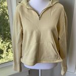 SO  Light Butter Pastel Yellow Boxy Cropped Quarter Zip Hoodie Sweatshirt Large Photo 6