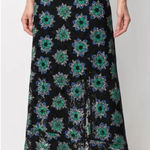 PACO RABANNE Asymmetric Floral Print Lace Skirt Blue Photo 0