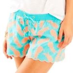 Lilly Pulitzer Women’s Pineapple Baybreeze turquoise Drawstring waist Shorts XS Photo 4