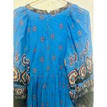 Farm Rio Blue Black Bell Sleeve Ainika Tiles Flowy V-Neck Maxi Gown Size XS Photo 5