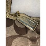 Coach Signature Stripe Tote Bag Brown Gold Monogram Medium Women's Photo 1