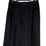 ZARA  Wide Leg High Rise Satin Trouser Dress Pant Belt Loops Pockets M Black Photo 1