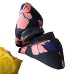Anthropologie  Shoe SlipOn Bow Floral Print Satin Point Toe Blue Pink Blk. 8.5 Photo 5