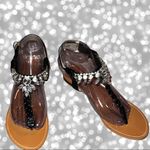 Chase and Chloe  beautiful black braided strap thong sandals with gorgeous … Photo 4