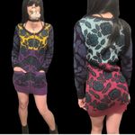 Betsey Johnson Vintage Multi Print Mini Drees Sweater 80's Style Retro Size L Photo 1
