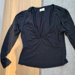 American Apparel Heartlook Black Ruched Long Sleeve Blouse Photo 0