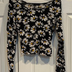 Deb Black Daisy Print Long Sleeve Top Photo 0