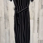 Crystal Doll  Black White Striped Jumpsuit Size 7 – Belted Wide Leg Photo 0