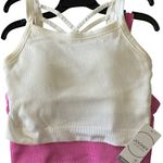 NWT Jockey Pink and White Ribbed Sports Bra size small Photo 2