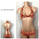 Robin Piccone New.  burnt orange floral bikini set. Small. M-top/S-bottom. Retail Photo 1