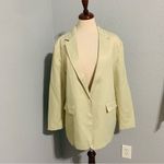 ZARA New Sea Green Satin Effect Party Lapel Collar Long Sleeves Blazer Size L Photo 6