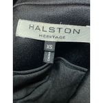 Halston Black Satin Double Breasted Ruched 3/4 Sleeve Blaxzr Coat Jacket Top XS Photo 3