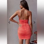 Selfie Leslie  Shea Square Neckline Ruched Mini Dress Orange Medium US 6 Photo 2