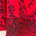 Ali Miles Red Black Print Asymmetrical Long Sleeve Cowl Neck Tunic Blouse Sz XL Photo 4