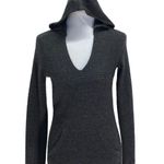AQUA Cashmere Hooded Popover Minimalist Buttery Soft Cashmere Sweater Gray Sz XS Photo 0