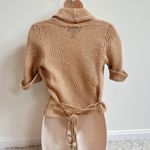 EXPRESS  Mohair Wool Tan Short Sleeve Cropped Cowl Neck Knit Cardigan Sweater S Photo 2