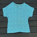 Leo & Nicole Crochet Blue Short Sleeve Knit Top Cover Up Size XL Photo 4