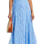AQUA ‎ XXL Light Blue Lace Midi Dress Button Down Short Sleeve Career Event Photo 0