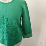Anthropologie  Moth Kelly Green Pullover Sweater Flower Cropped Knit Sweater Photo 5