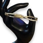 Anne Klein Crystal Criss Cross Hinged Bangle Bracelet Photo 1
