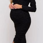 Pinkblush  black Textured Ruched Maternity Midi Dress size small Photo 0