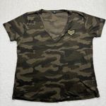 Rails Military Camo V-Neck T-Shirt Gold Accent Relaxed Fit Top Large Photo 0