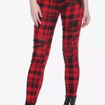 Blackheart Hot Topic Red & Black Plaid Super Skinny Pants Photo 1