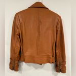 L'Agence L’AGENCE Billie Cognac Leather Belted Moto Jacket Size XS EUC Photo 8