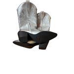 Silver Embroidered Western Cowboy Cowgirl Boots Pointed Toe Heel Women's size 39 Photo 7