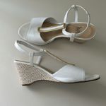 Impo White & gold embellished braided wedge strappy heels Photo 3