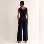 Boden Clarissa Navy Sleeveless Wide Leg Jumpsuit Size 12 Elastic Waist Pockets Blue Photo 1