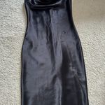 Francesca's Black Cowneck Satin Midi Dress Photo 0