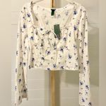 Wild Fable Women's Floral Milkmaid Top Cream Blue - Small Photo 0