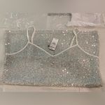 EXPRESS New White Silver  Sparkly Sequin Top Photo 2