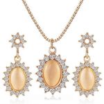18K Gold Plated Sunflower Jewelry Set Sunflower Pendant Necklace Sunflower Dangle Drop Earrings(2pcs/set) Photo 0