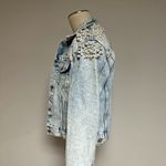 Pearls Beaded Denim Jacket Blue Photo 3