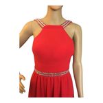 B. Smart Red Rhinestone Prom Party High Low Dress Size 1 Juniors Sleeveless Photo 4