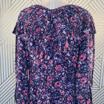 Rebecca Taylor La Vie Toile Fleur Floral Midi Dress Midnight Blue Size Medium Photo 8