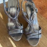 Rampage Pewter Gray Gold Strappy Sandals platform wedge chunky fall size 8 Photo 1